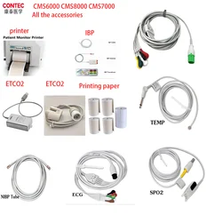 CONTEC CMS8000\CMS6000\CMS5100\TS1 Patient Monitor ECG cable  SPO2 probe NIBP TUBE  RESP TEMP  ETCO2 IBP Printer POWER CABLE