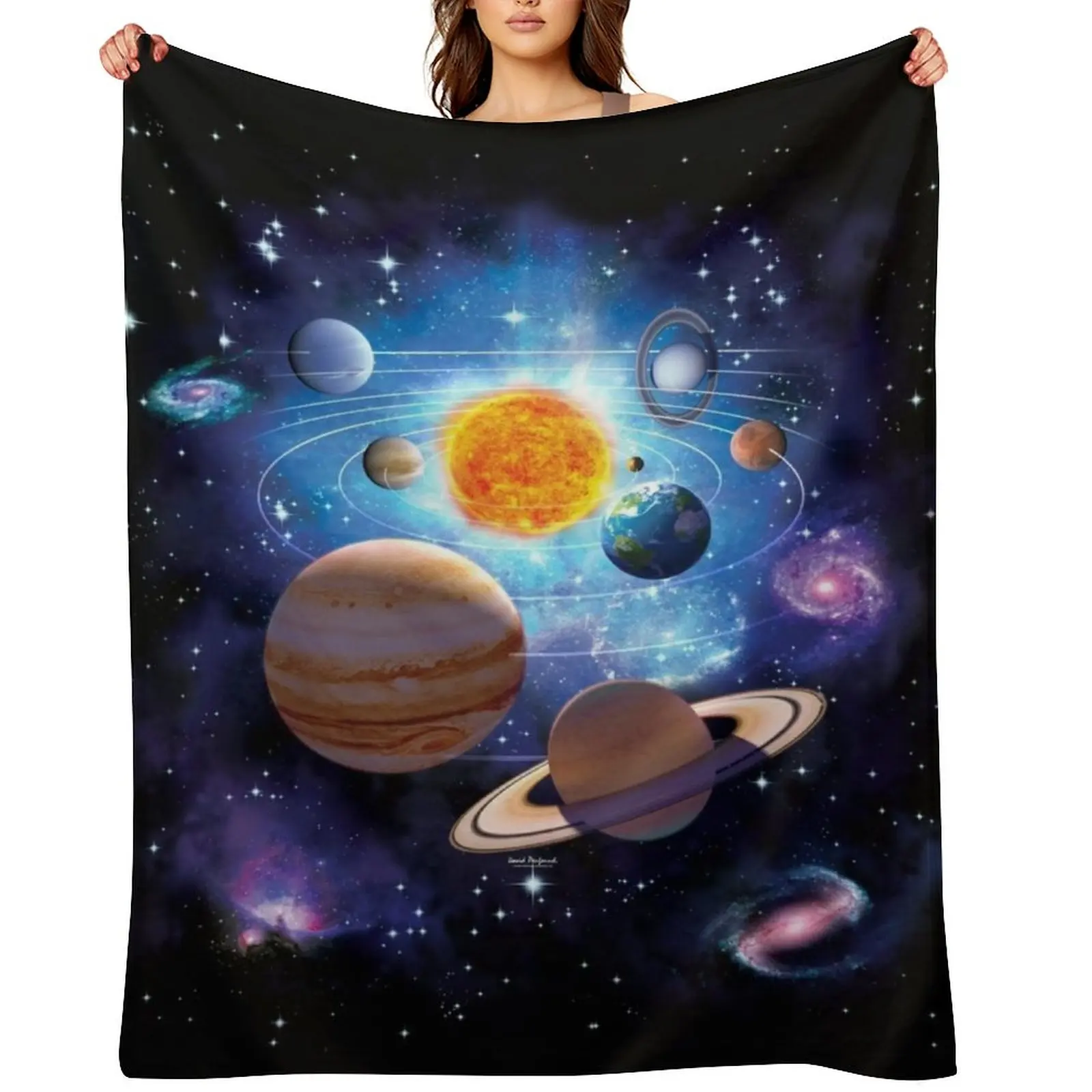 

Solar System Throw Blanket Decorative Throw Luxury Designer Multi-Purpose Summer Blankets