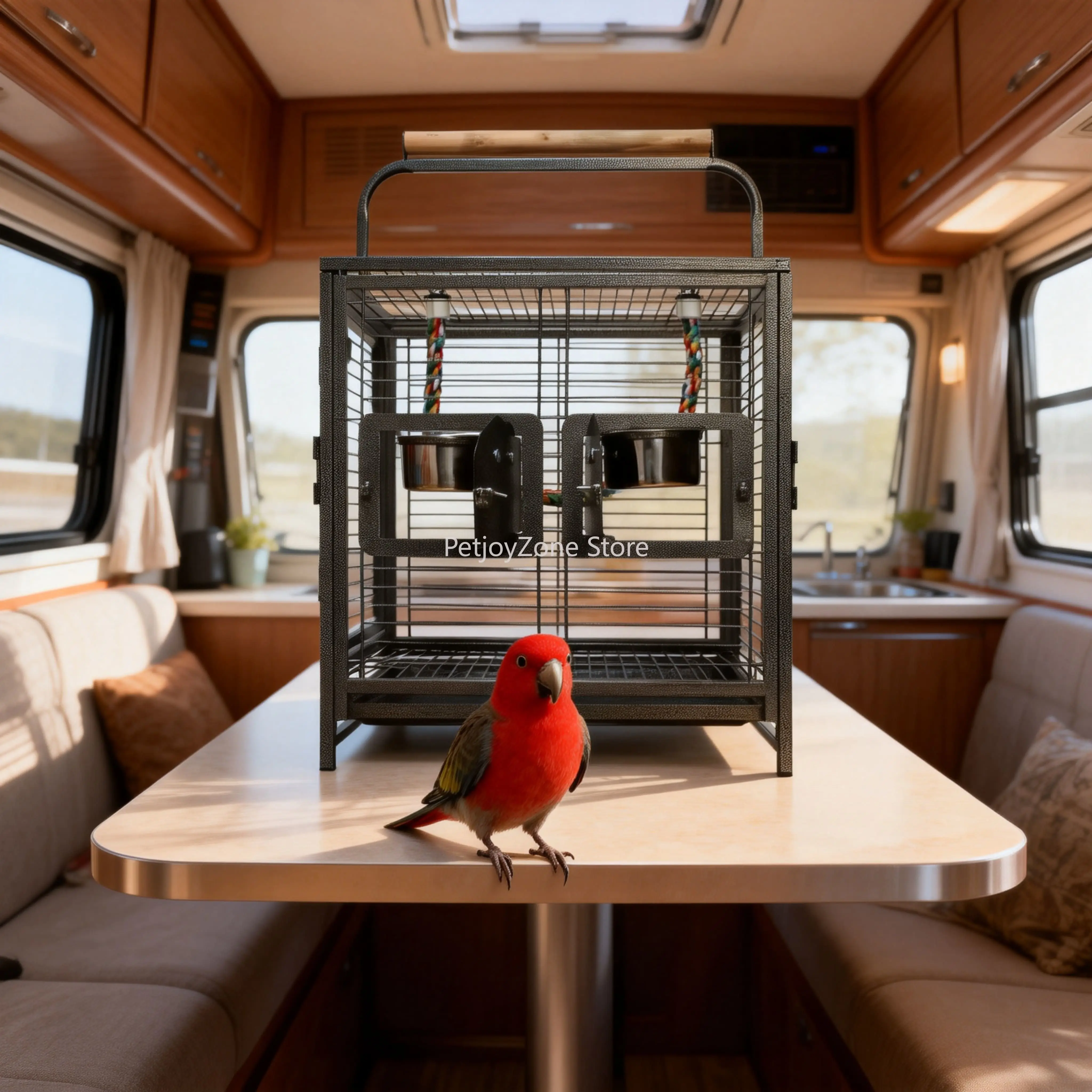 

Foldable Portable Travel Bird Cage Iron Lightweight Easy To Assemble Simple Style For Parrots Finches Lovebirds Outdoor