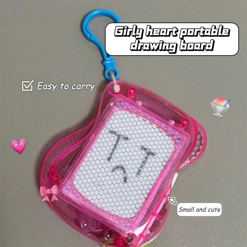 Creative Colorful Mini Magnetic Drawing Boards Key Ring Backpack Decorative Keychain For Kids Erasable Doodle Sketch Writing Pad