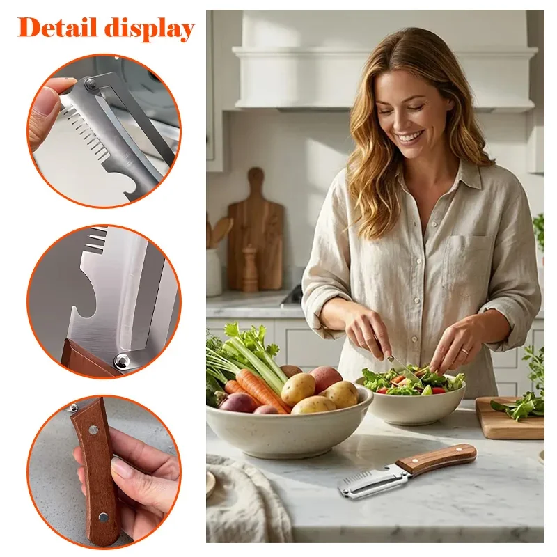 Multifunctional 3-in-1 Stainless Steel Peeler Durable Kitchen Peeling Tool For Slicer Vegetable Fruit Peeler With Bottle Opener image 5