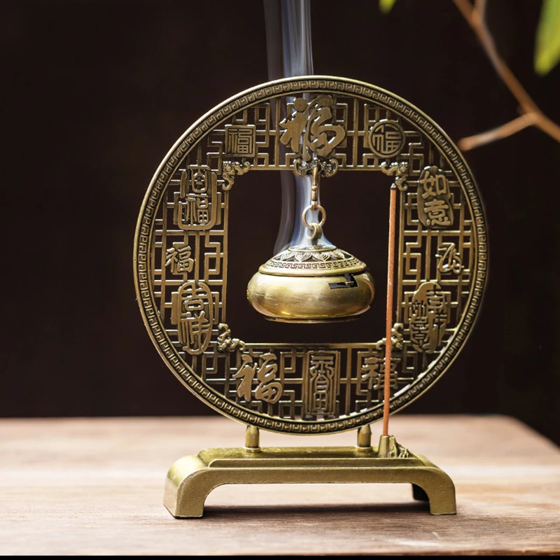 Lotus Flower Incense Burner Retro Hollow Out Zinc Alloy Hanging Lotus Burners Blessing Nasturtium Holder Home Office Decor