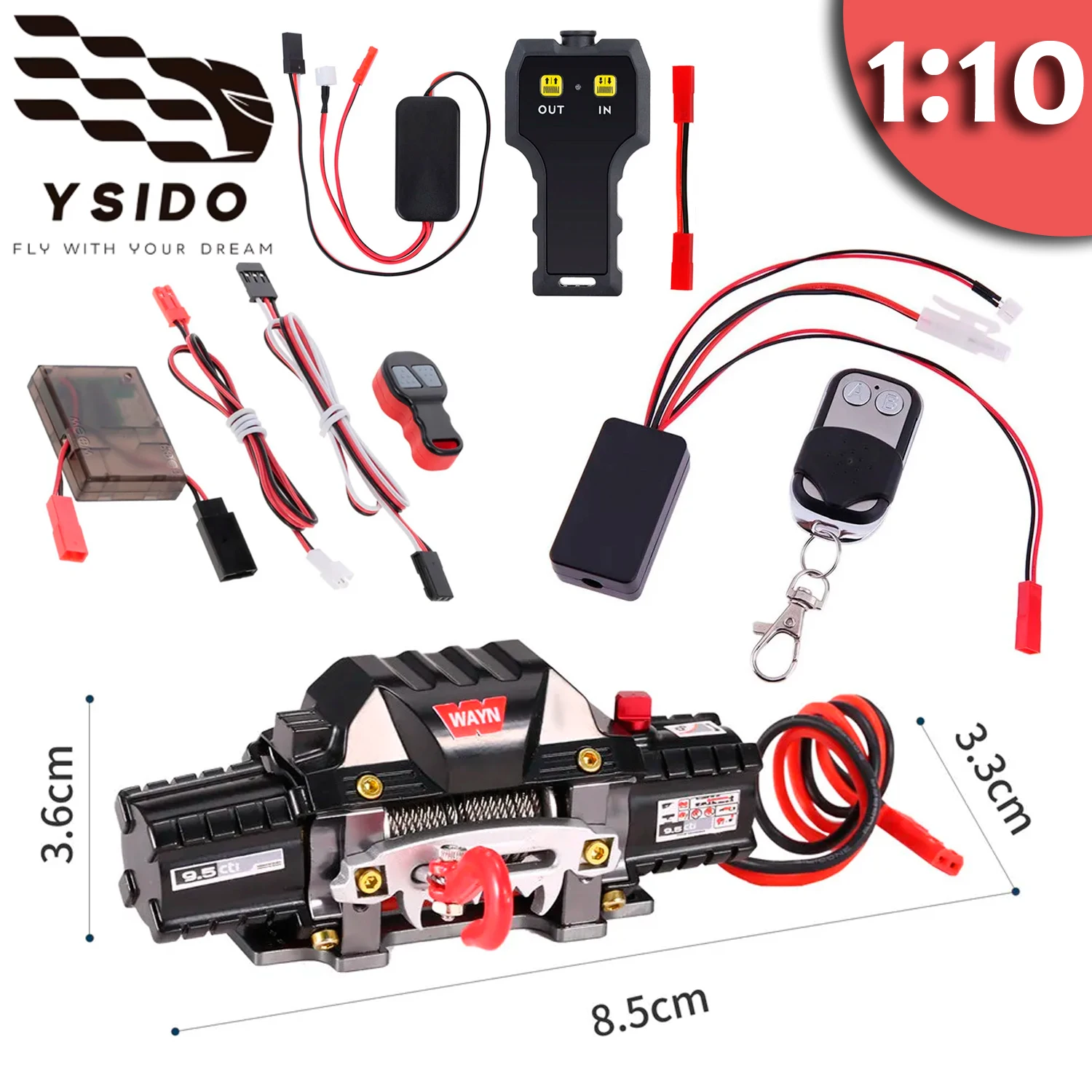 

1:10 Remote Control Metal Winch Dual Motor Simulated Automatic Winch w/Receiver for 1/10 RC Crawler Axial SCX10 TRX4 D110 Tamiya