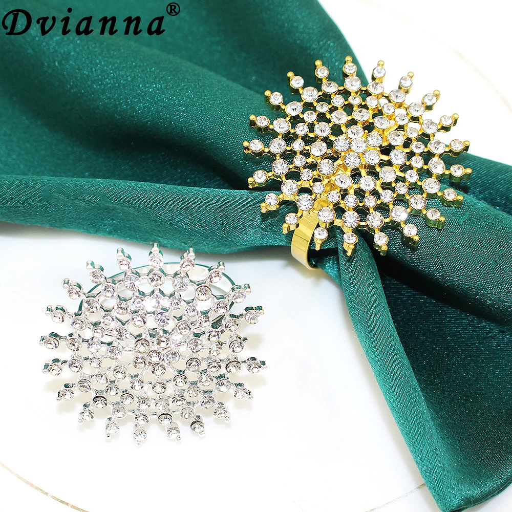 Dvianna-Round Rhinestone Napkin Rings, Crystal Holders para casamento, jantares, decoração de mesa em casa, HWD21, 6pcs