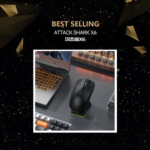 TOP! Attack Shark X6 Lightweight Gaming Mouse Up To 26K DPI RGB Backlight Charging Base With Wireless For Laptop Deskbtop