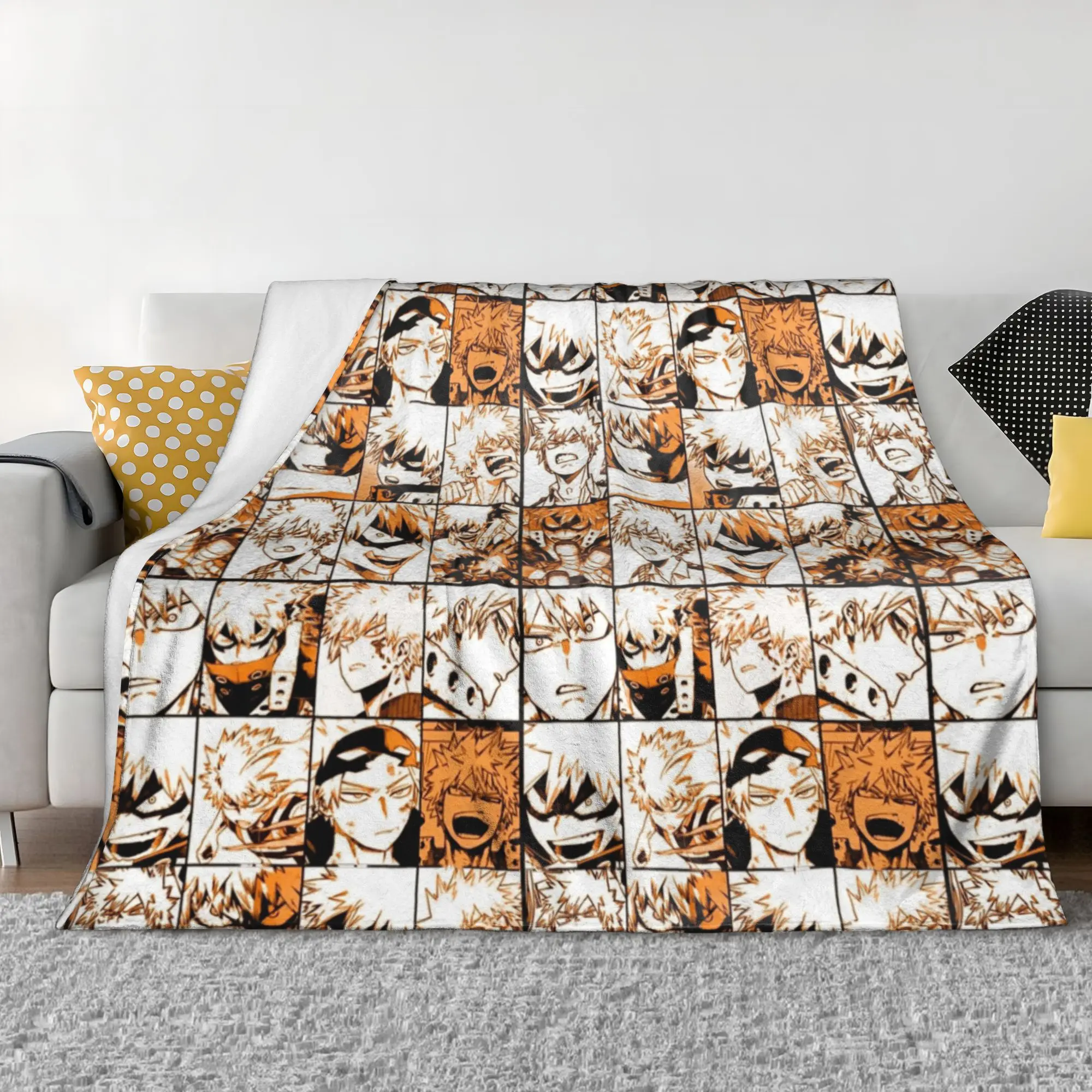 

Bakugo Katsuki Collage My Hero Academia Blankets Flannel Winter Portable Super Soft Throw Blanket for Bed Car Plush Thin Quilt