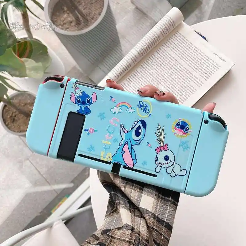 Switch Ns OLED Disney Stitch Case For Nintendo Protective Cover Anime Storage Bag Game Controller Grip Console Shell Accessaries