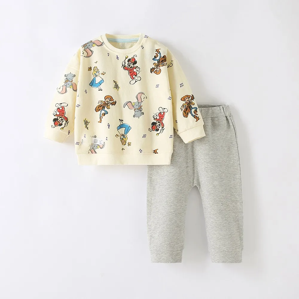 Full-printed Mickey Baby Girl Boy Long Sleeve Sweatshirt Tracksuit Spring Autumn Clothes Toddler Tops + Sweatpants 2 Piece Set