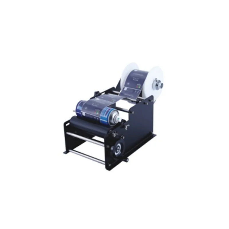 MT30 hand crank labeling machine, semi-automatic labeling machine, round bottle, manual feeding automatic labeling