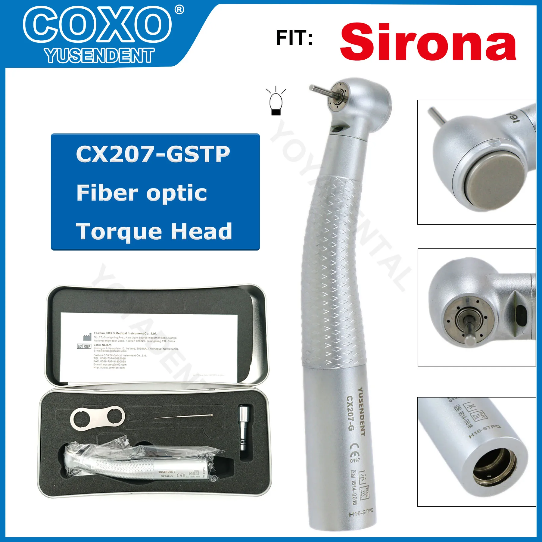 COXO Dental High Speed Handpiece Światłowodowa turbina powietrzna ze światłem LED Standardowa/Torque Head YUSENDENT Fit Handpiece Sirona