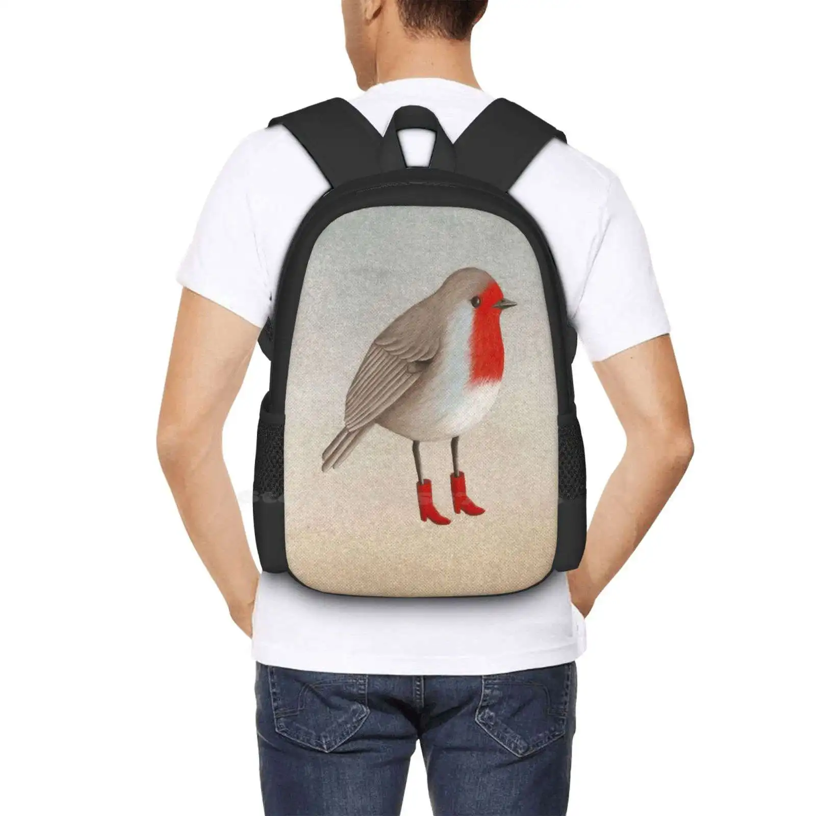 Robin Fashion Pattern Design Travel Laptop School zaino Bag Animal Bird Tempera Robin