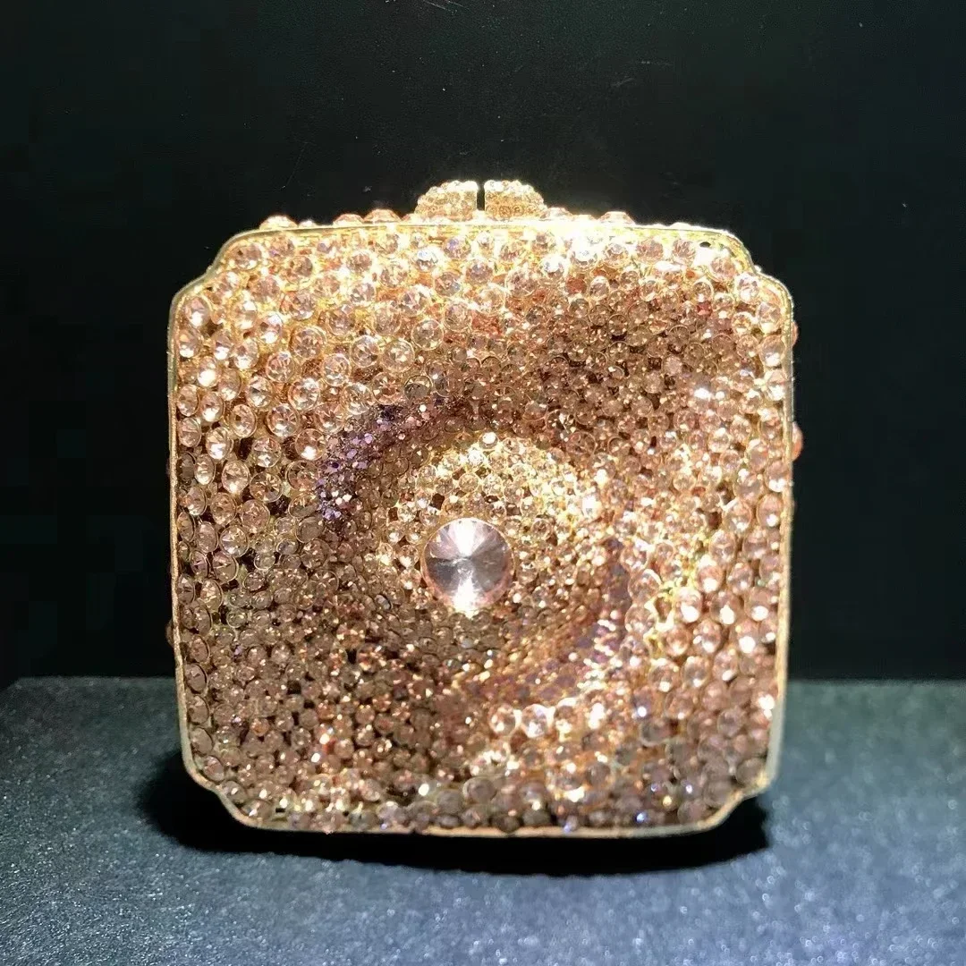 

Women AB Silver Gold Orange Diamond Eye Evening Bag Square Party Bridal Crystal Handbag Wedding Dinner Gala Stone Purse