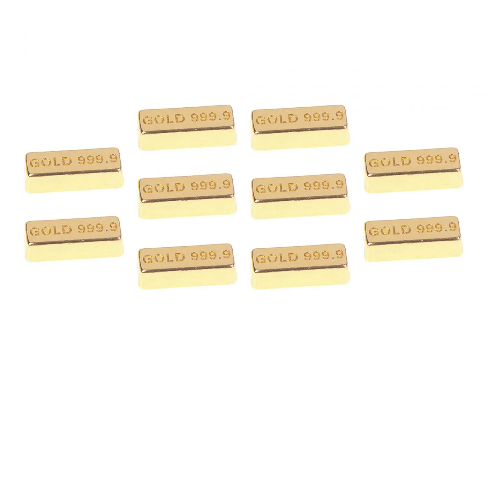 10 Pieces 1/12 Mini Golden Brick Miniature Fake Gold Bar Architectural