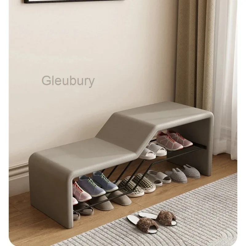 Home Shoe Changing Stool, Light Luxury Long Sofa Stool for Household Use, Small Unit Can Sit, Long Door Shoe Wearing Stool