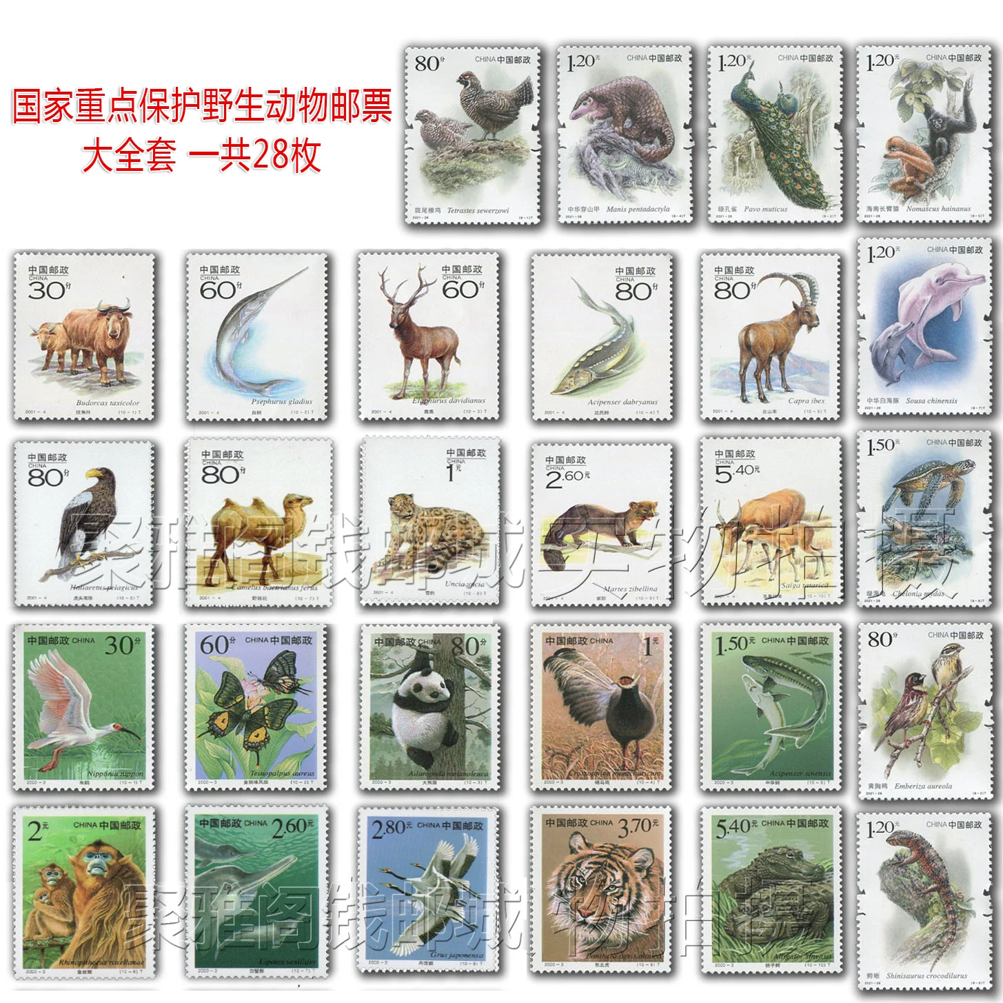 China Post National Protected Wildlife 28-Briefmarken-Porto-Komplettset Neues Sammler-Postmarkenmaterial für Scrapbooking – Detail 1