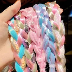 2024 New Girls Cute Cartoon Bow Butterfly Colorful Braid Headband Kids Ponytail Holder Rubber Bands Fashion Hair Accessories