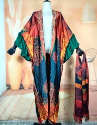 African Cardigans For Women Oversize Summer Boho Puffle Sleeve Open Front Kimonos Kuwait Muslim Women Hijab Duster Coat