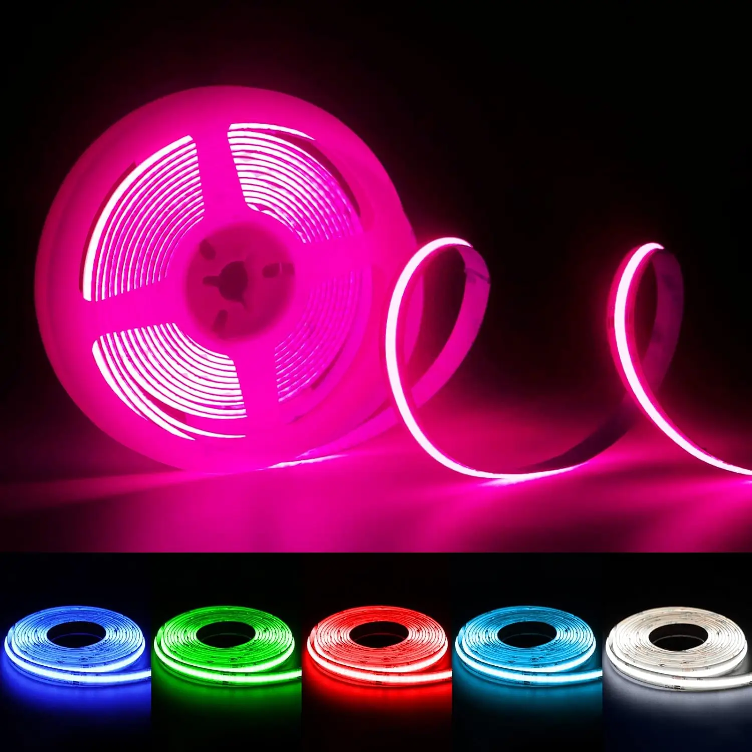 

24V COB LED Strip Light 1M-10M 320leds/m 8mm Width COB Led Tape Self-adhesive White Red Green Ice Blue Pink Yellow Room Decor