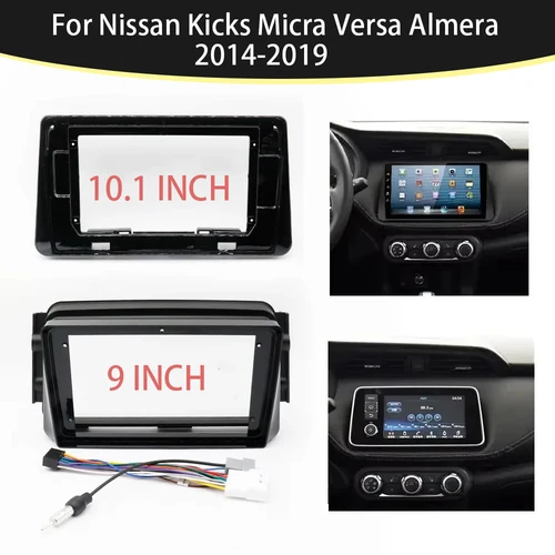 Adaptador de Fascia de marco de coche de 9/10,1 pulgadas, Kit de Panel de montaje de tablero de Radio Android para Nissan Kicks Micra Versa Almera 2014-2019