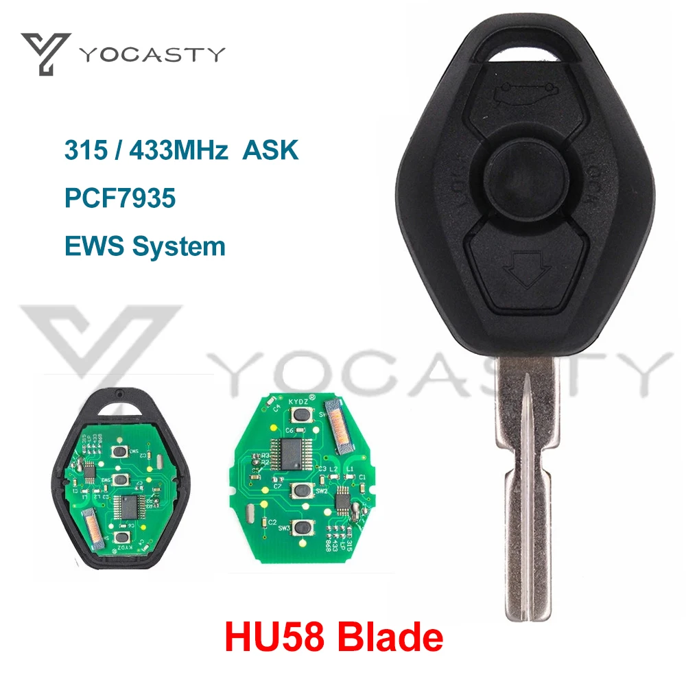 YOCASTY EWS System Remote Key 3 Buttons HU58 Blade 7935 Chip ID44 For 2000 2001 2002 2003 E38 E39 E46 BMW Z Z3 3 5 6 7 Series