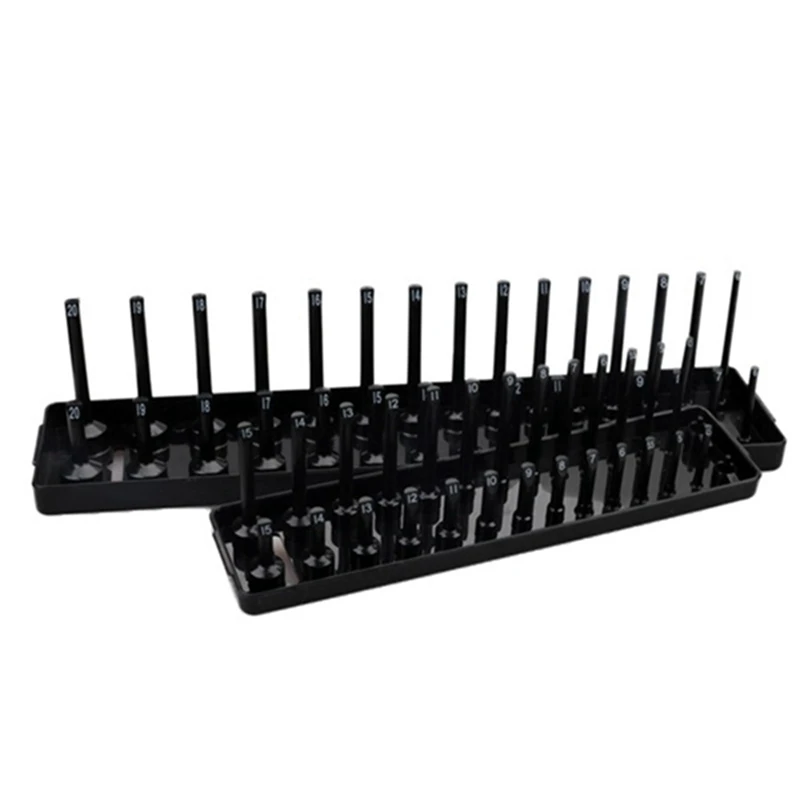 B69C 6PCS 1/4Inch 3/8Inch 1/2Inch Socket Organizer Sleeve Holder Garage Storage Tool Plastic Home Tool Rack Tray