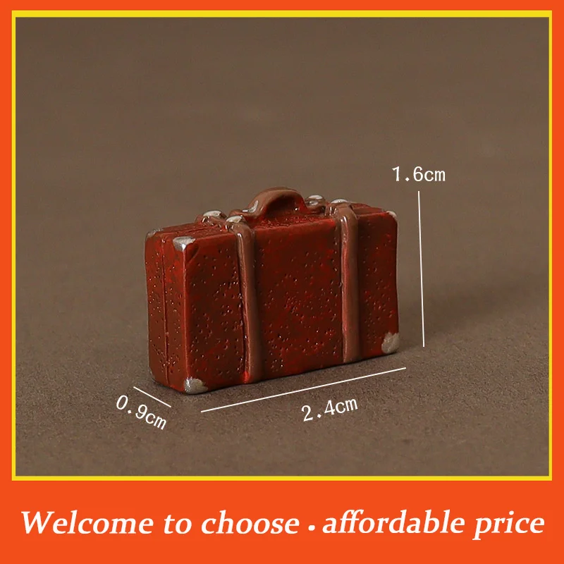 *New resin 1pc Doll Leather Luggage Trunk Suitcase Vintage Wood Box Dolls Accessories Dollhouse Furniture Gift