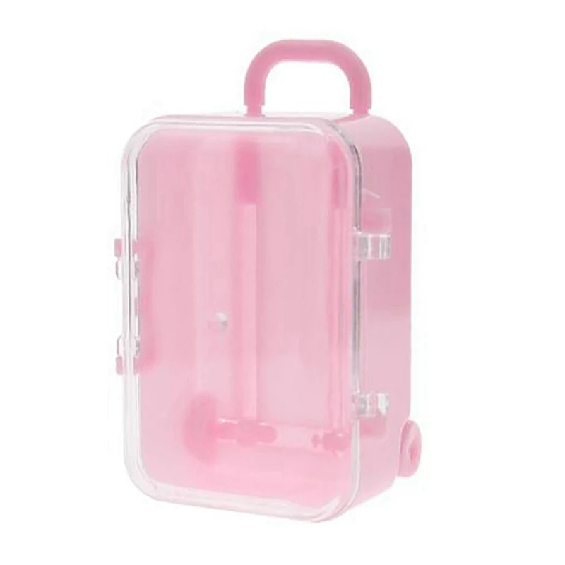 3X Pink Mini Roller Travel Suitcase Candy Box Personality Creative Wedding Candy Box Luggage Trolley Case Candy Toy