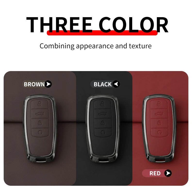 Zinc Alloy Leather Car Key Case Cover Shell for Chery Tiggo 8 Pro Tiggo 8plus New Arrizo 5 Plus 7pro Auto Interior Accessories