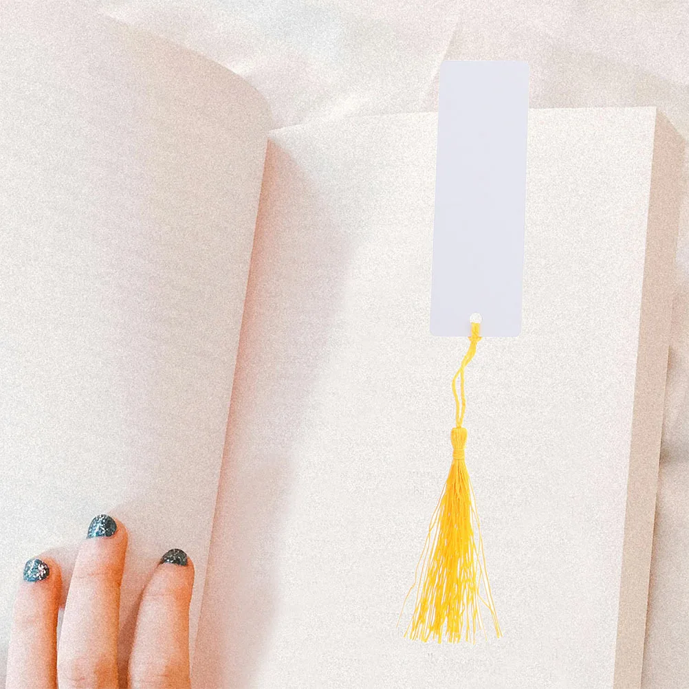 

10Sets Metal Bookmarks Aluminum Blank Sublimation for DIY Heat Transfer with Tassels Ideal Students Reading Bookmarks
