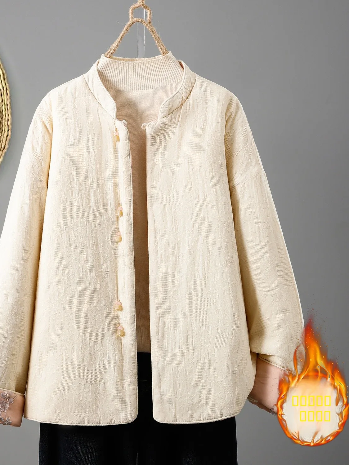 معطف شتوي من القطن المطرز من Ele Pure Flax ثنائي الاتجاه، معطف شتوي صيني جديد Sle Ladylike Commute Thi من Meimei Da