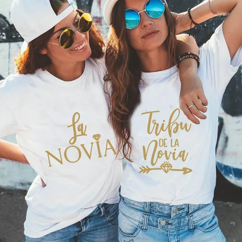 Spanyol nyelv tribu Delaware Lá novia Nők trička esküvői Házityúk Muri Félfogadás tshirt tops bachelorette Félfogadás Koszorúlány Lá novia camiseta mujer