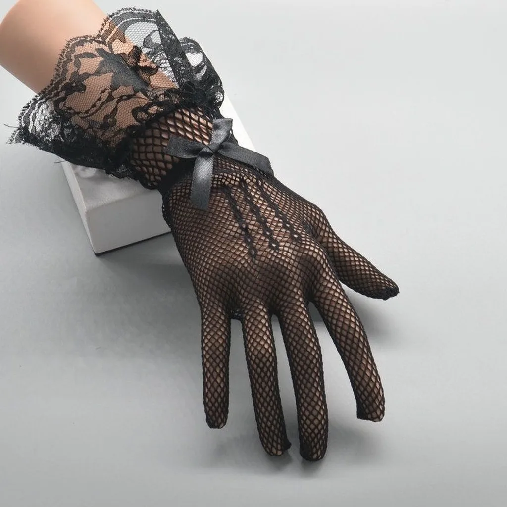 Decorative Gloves High Elasticity Fishnet Lace Gloves Full Finger Gloves Elegant For Stage Performances Themed Styling Shooting
