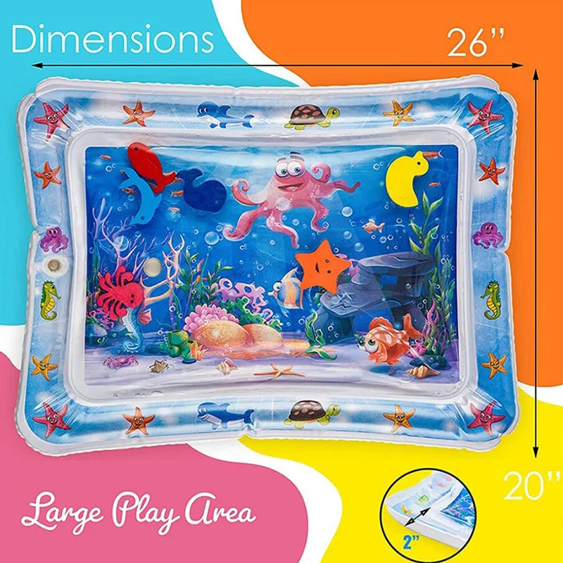 Inflatable Tummy Time Baby Water Play Mat Cushion PVC Infant Toddler Water Pad For Kids Early Education Activity Toys Gift