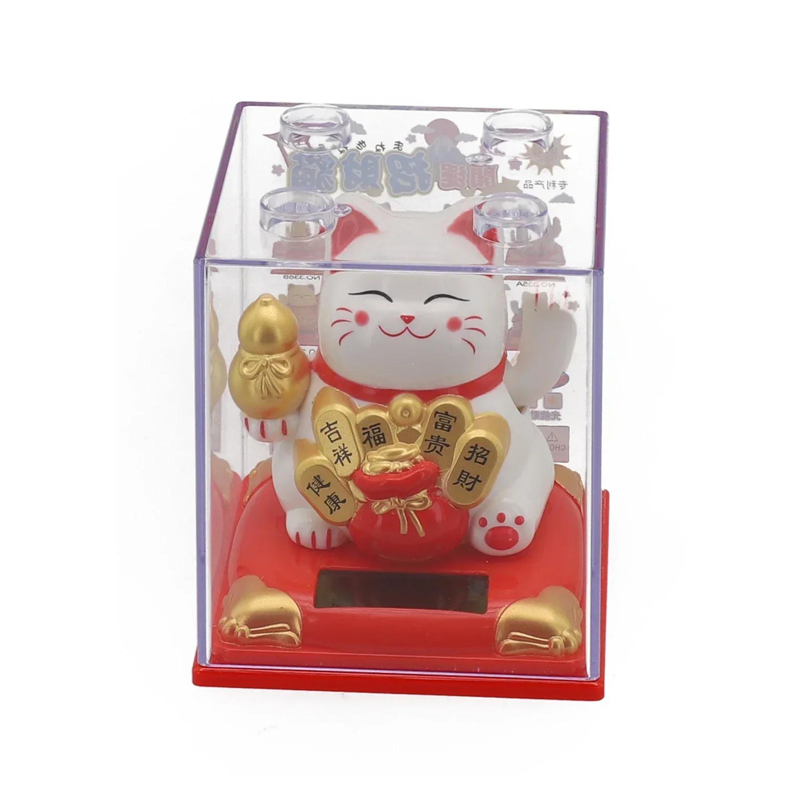 Fortunate Cat Lucky Cat Wave Hands 8.3*8.1*8.1cm Bonsai Decoration Plastic Solar Waving Beckoning Cat Brand New