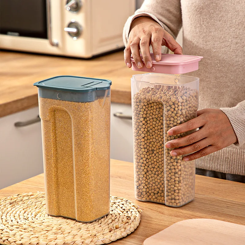 Food Grade PP Storage Box Sealed Grain Rice Container Organizer Moisture-Proof Fresh-keeping Tank Jars Kitchen Accessories