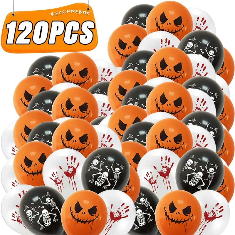 120-1PCS Halloween Foil Balloons Black Orange Ghost Inflatable Latex Balloon Kids Toys Halloween Festive Party Decoration Gifts