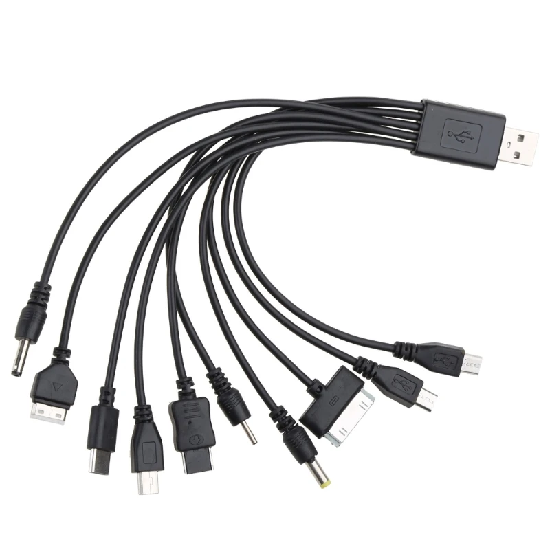 L4MD Universal USB To Multi Plug Cell Phone Cable 10 in 1 USB Cable For Smartphone Cable 20CM/7.87in