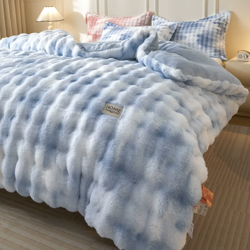 

Зимнее плюшевое одеяло с кроликом класса А, утолщенное теплое длинное плюшевое зимнее одеяло, размер 220x240