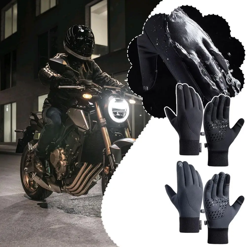 Motorcycle Gloves Men Black Autumn Winter Outdoor Cycling Gloves Gym Fitness Sports Running Warm Touch Screen Nonslip Gloves