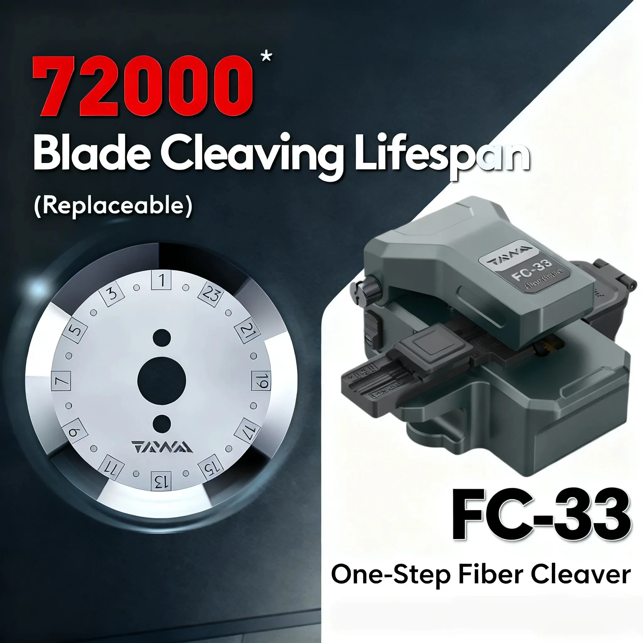 

Оптический скалыватель волокон TAWAA FC-33 (одношаговый), типичный угол скалывания <0.5° ° Blade 72000 Times