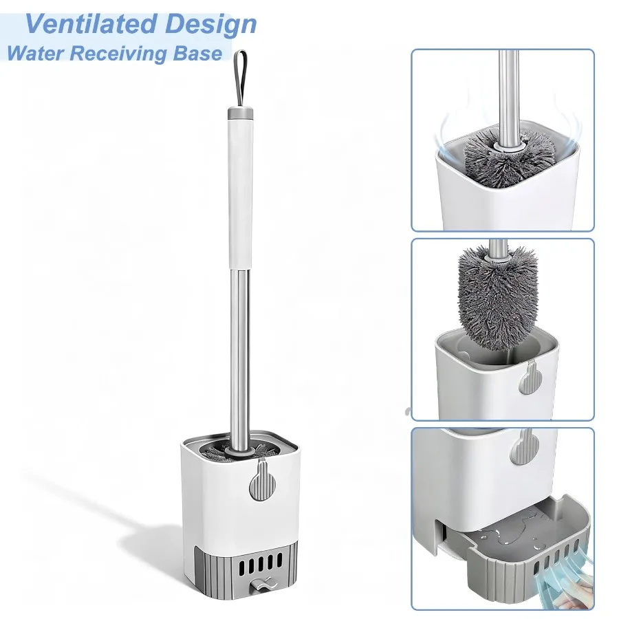 2 Pack Toilet Brush and Holder Set Toilet Bowl Brush and Caddy for Bathroom Cleaning view 6