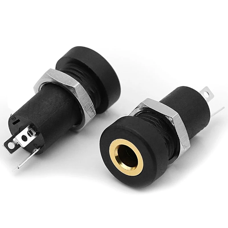 1Pcs PJ392A 3.5มม.ช่องเสียบหูฟัง3 Pole สีดำสเตอริโอบัดกรีแผงสามหรือสี่ฟุตภายในสกรูด้าย