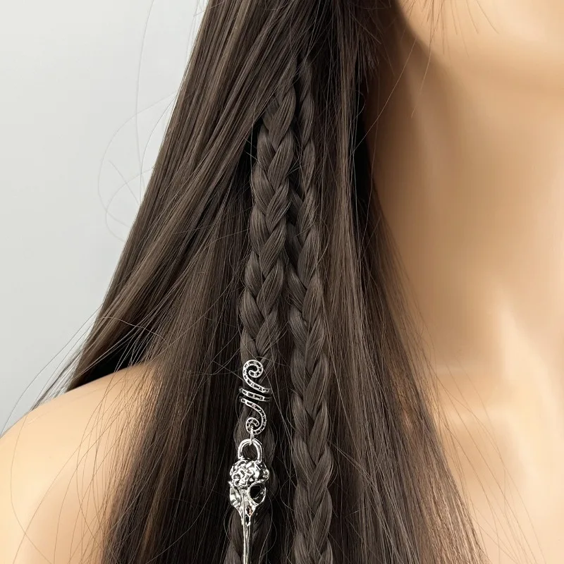 

1Pcs Gothic Vintage Skull Raven Head Alloy Hair Clips for Braiding Halloween Punk Hair Accessories Strong Hold Non Slip Unique