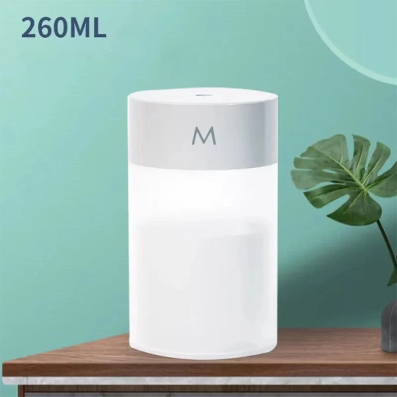 Humidificateur d'air à ultrasons avec lampe LED, diffuseur d'arômes, diffuseur d'huiles essentielles, atomiseur muet, bureau, maison, voiture, USB, intelligent, 260ml