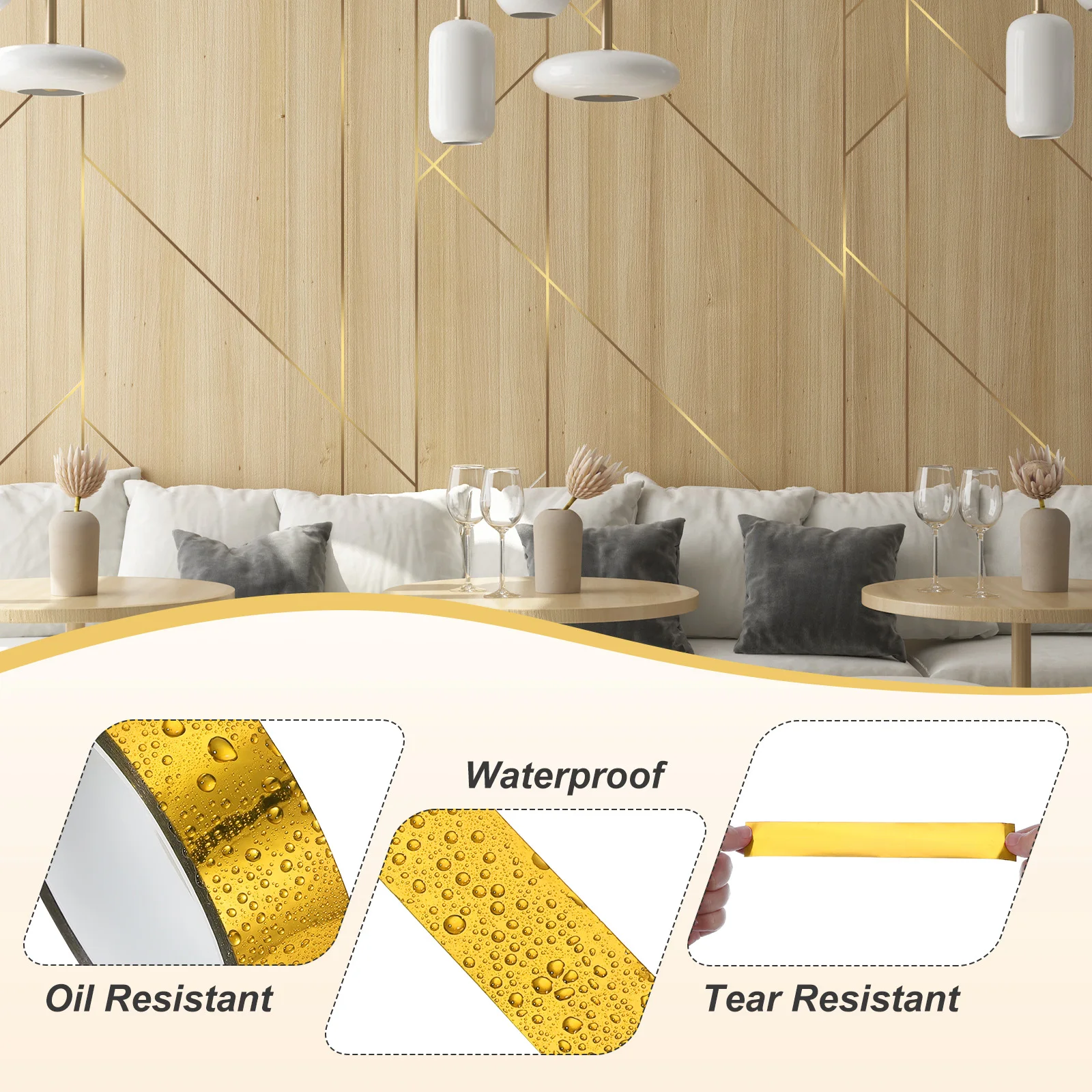 50 メートル金属化ポリエステルフィルムテープメタリック装飾テープ粘着ミラーテープディテールアクセント壁グラフィックアートボートトリム