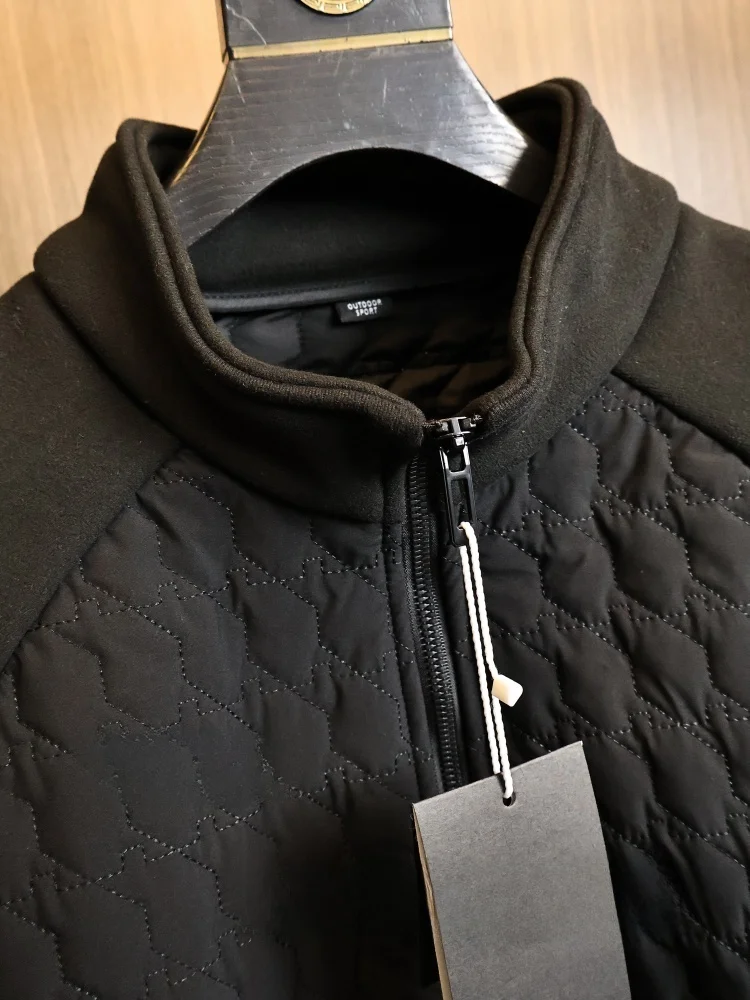Warm Casual Men's Cotton Jacket Stand Collar Patchwork Embroidered Thickened Autumn Winter Outerwear Fashion Urban Style