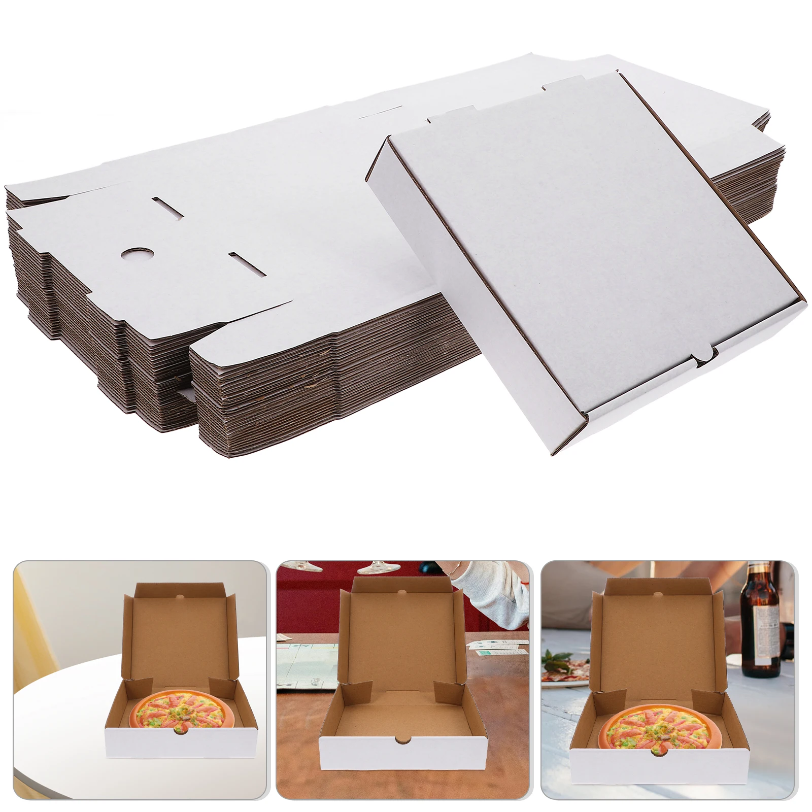 

30 Pcs White Pizza Boxes Takeout Containers Reusable Oven Safe Food Packaging Bulk Mini Storage Household Solutions