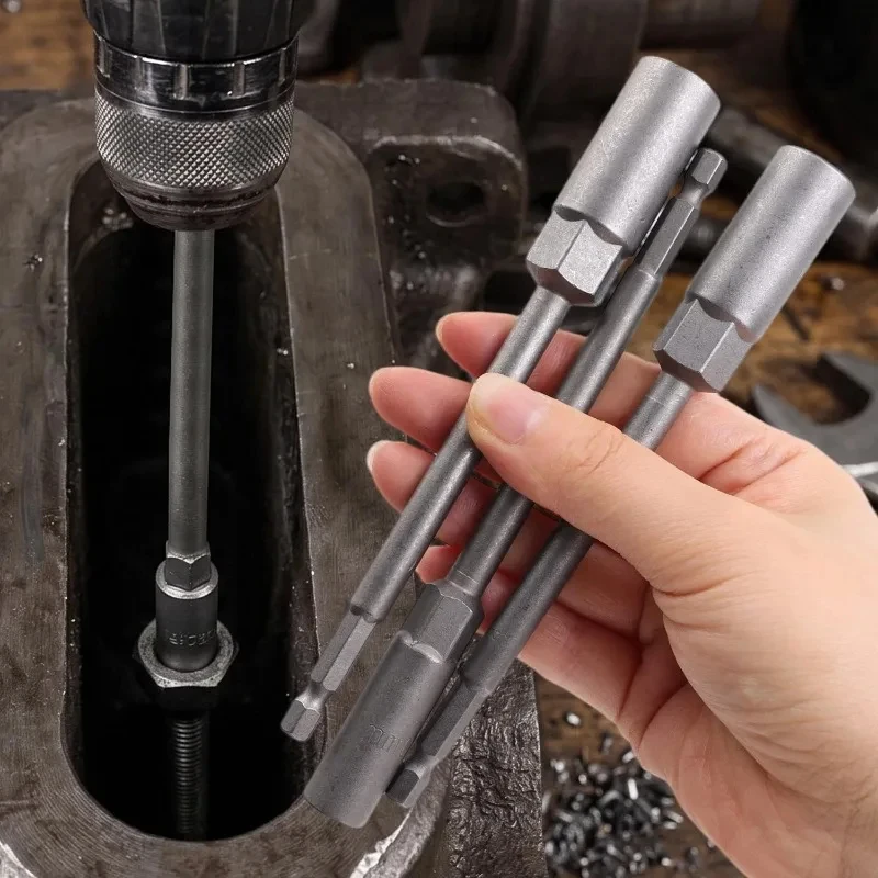 Hex Shank Impact Drill Bits Heavy Duty Socket Head Bolt Nut Driver Bit Extension Rods Hardware Power Hand Tools 8/10/12/14mm