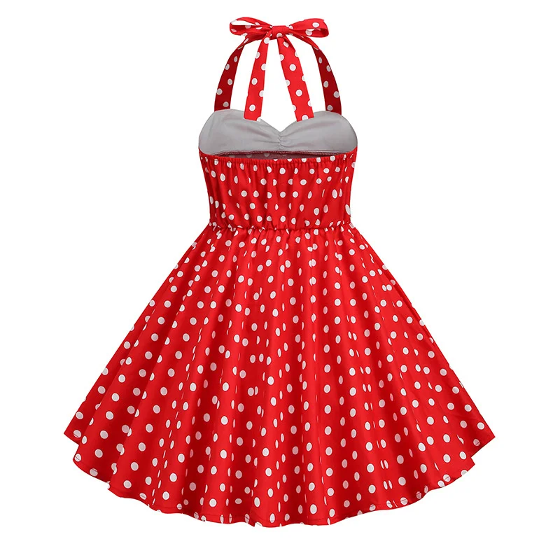 2025 Girl's Dress Children's Summer Hanging Neck Patchwork Polka Dot Gown Girls Sleeveless Clothing Big Kids Fashion Dresses