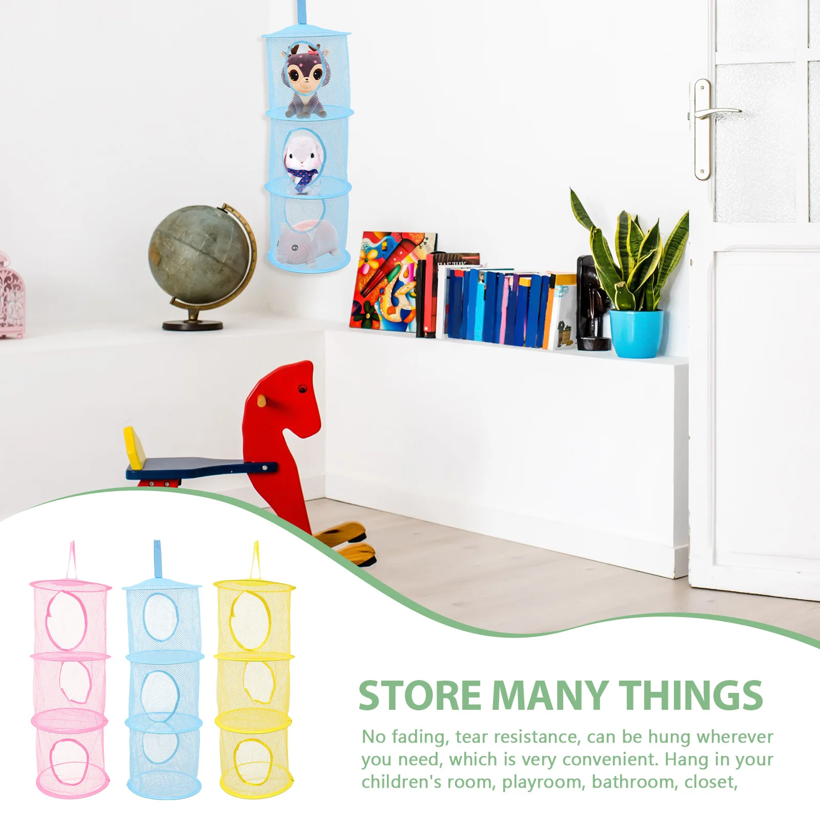 

3pcs Hanging Storage Pouch Multi-Layer Organizer For Bedroom Bathroom Kitchen Wall Hanging Bag Home Supply Storage Basket